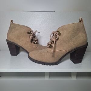 Restricted Tan Lace Up Suede Boots